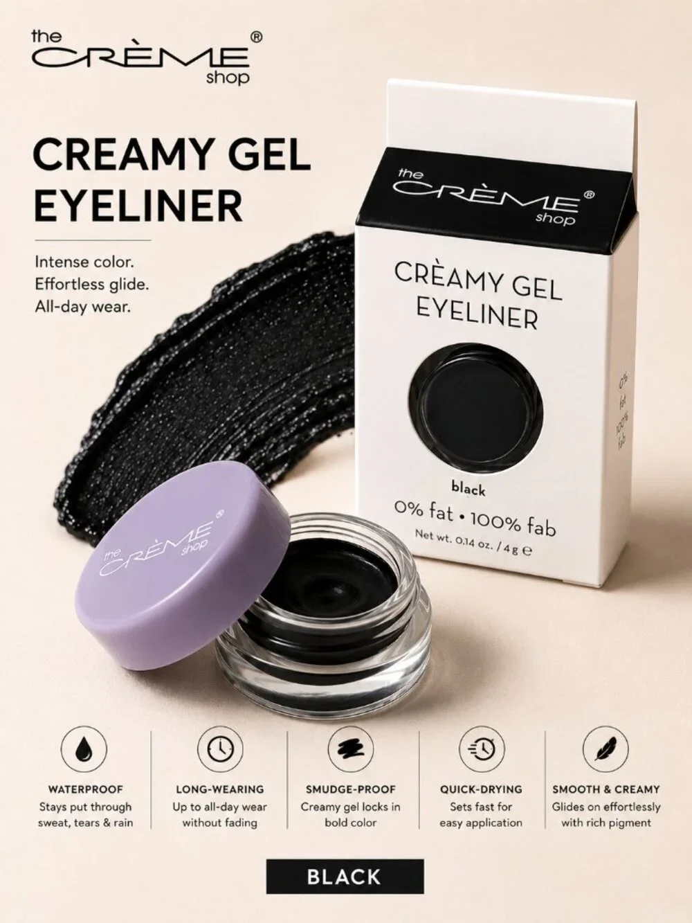 The Crème Shop Creamy Gel Eyeliner 4g Waterproof Smudge-Proof Black & Dark Brown